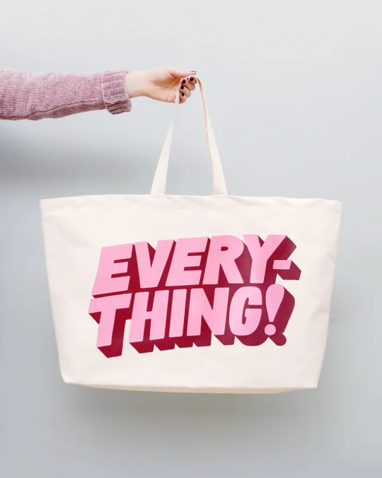 Alphabet Bags | Everything Tote Bags | Natural & Pink