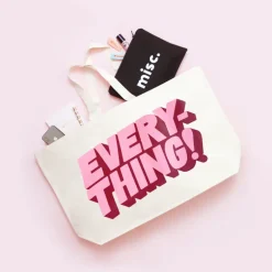 Alphabet Bags | Everything Tote Bags | Natural & Pink
