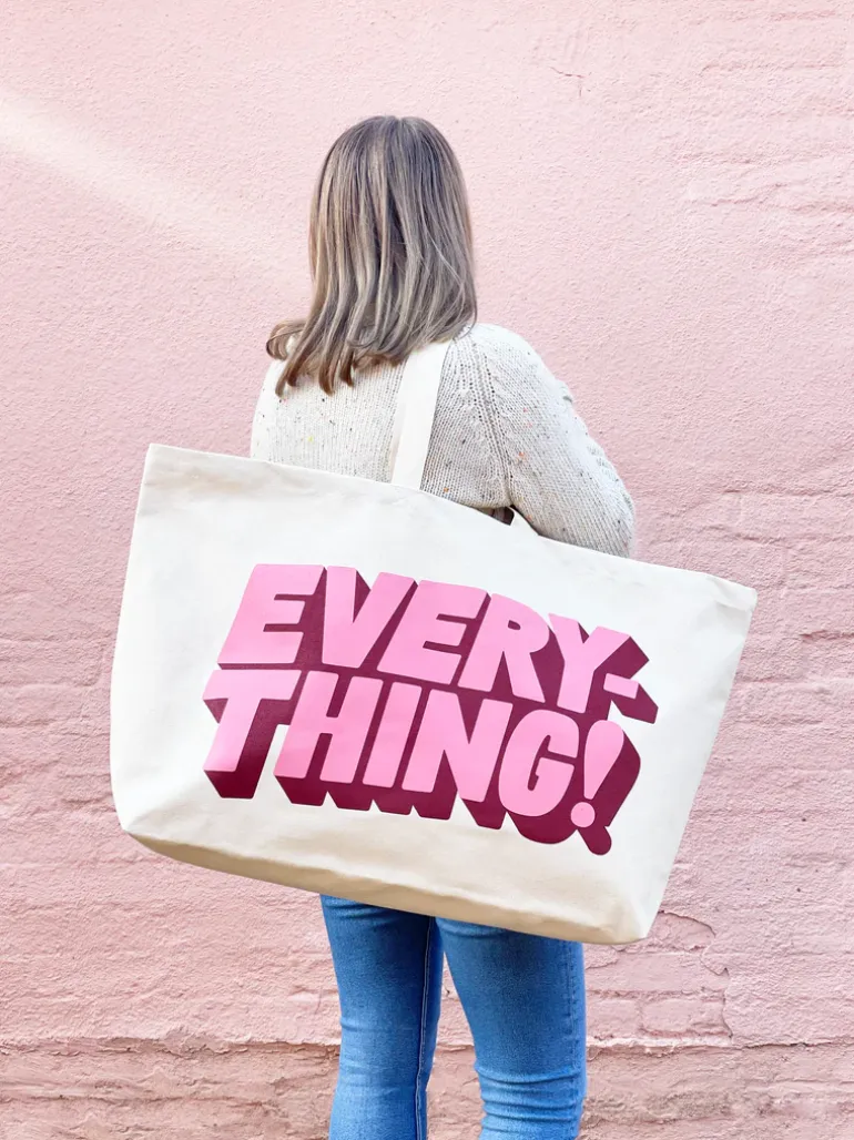 Alphabet Bags | Everything Tote Bags | Natural & Pink
