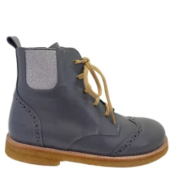 Angulus Kids | Basic boots with Lace & Zipper | Grey & Silver