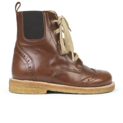 Angulus Kids | Lace-up Boot with Elastic & Zipper | Brown