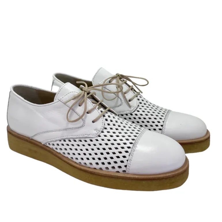 Angulus Women | Lace-up Brogue shoes | White