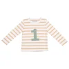 Bob & Blossom Number T-Shirts | Biscuit, White & Green Striped