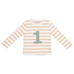 Bob & Blossom Number T-Shirts | Biscuit, White & Green Striped