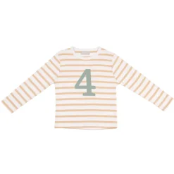 Bob & Blossom Number T-Shirts | Biscuit, White & Green Striped
