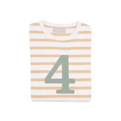 Bob & Blossom Number T-Shirts | Biscuit, White & Green Striped