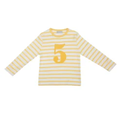 Bob & Blossom Number T-Shirts | Buttercup & White Striped