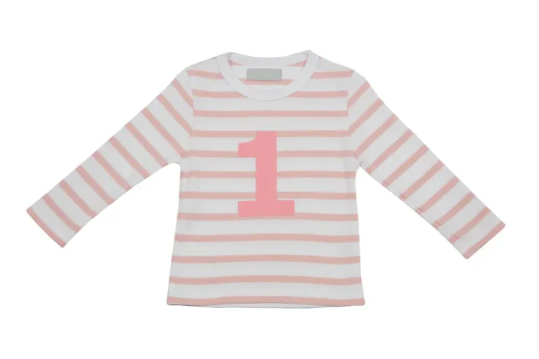 Bob & Blossom Number T-Shirts | Dusty Pink & White Striped