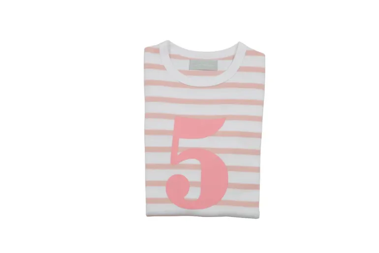 Bob & Blossom Number T-Shirts | Dusty Pink & White Striped
