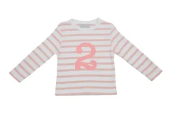 Bob & Blossom Number T-Shirts | Dusty Pink & White Striped