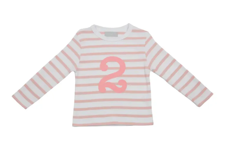 Bob & Blossom Number T-Shirts | Dusty Pink & White Striped