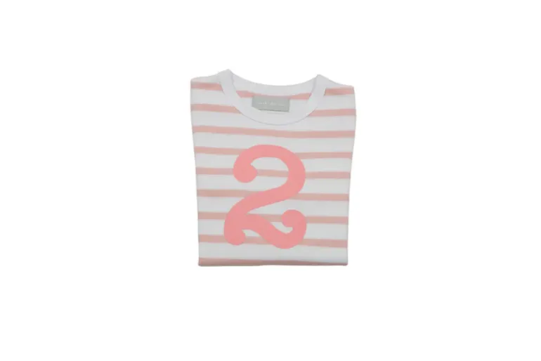 Bob & Blossom Number T-Shirts | Dusty Pink & White Striped