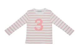 Bob & Blossom Number T-Shirts | Dusty Pink & White Striped