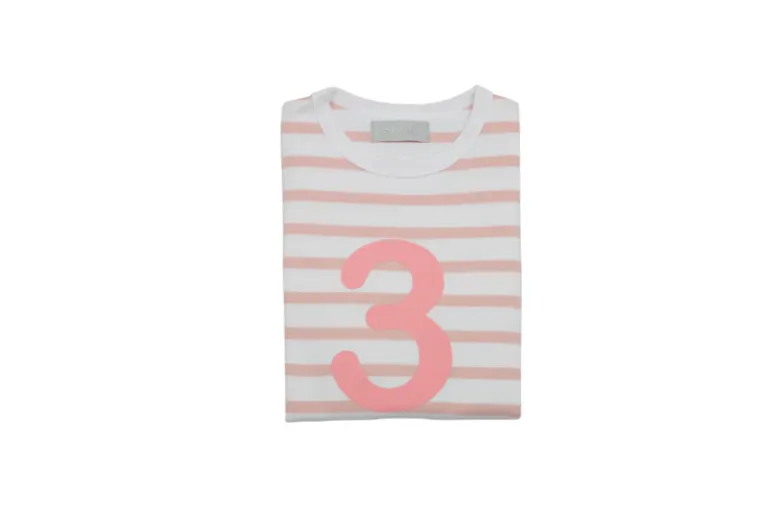 Bob & Blossom Number T-Shirts | Dusty Pink & White Striped