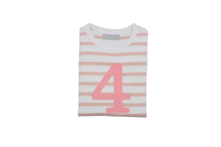 Bob & Blossom Number T-Shirts | Dusty Pink & White Striped