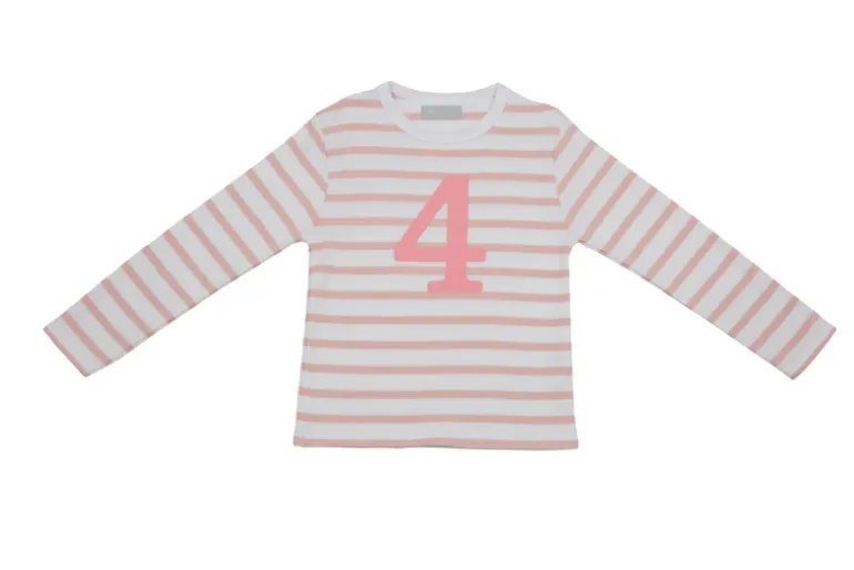 Bob & Blossom Number T-Shirts | Dusty Pink & White Striped