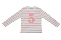 Bob & Blossom Number T-Shirts | Dusty Pink & White Striped