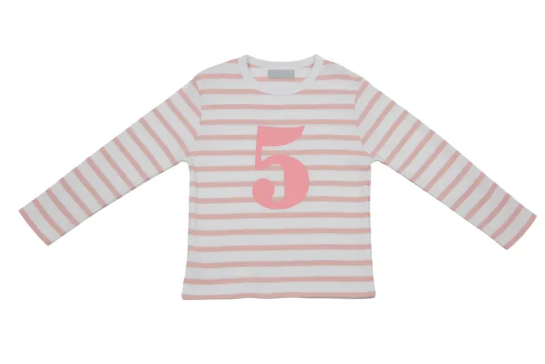 Bob & Blossom Number T-Shirts | Dusty Pink & White Striped
