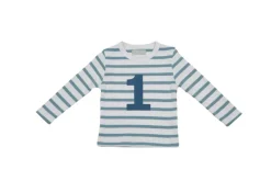 Bob & Blossom Number T-Shirts | Ocean & White Striped