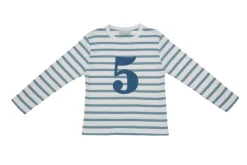 Bob & Blossom Number T-Shirts | Ocean & White Striped