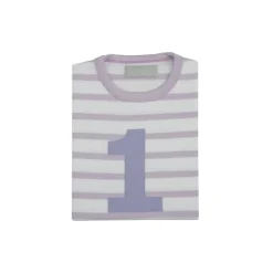 Bob & Blossom Number T-Shirts | Parma Violet & White Striped