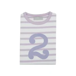 Bob & Blossom Number T-Shirts | Parma Violet & White Striped