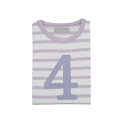 Bob & Blossom Number T-Shirts | Parma Violet & White Striped