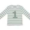 Bob & Blossom Number T-Shirts | Seafoam Green & White Striped