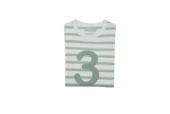 Bob & Blossom Number T-Shirts | Seafoam Green & White Striped