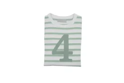 Bob & Blossom Number T-Shirts | Seafoam Green & White Striped