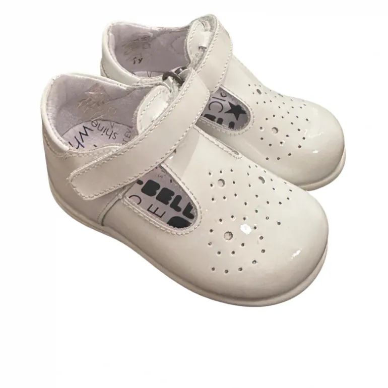 Bo-Bell Shoes | Toto T-Bar | White Patent