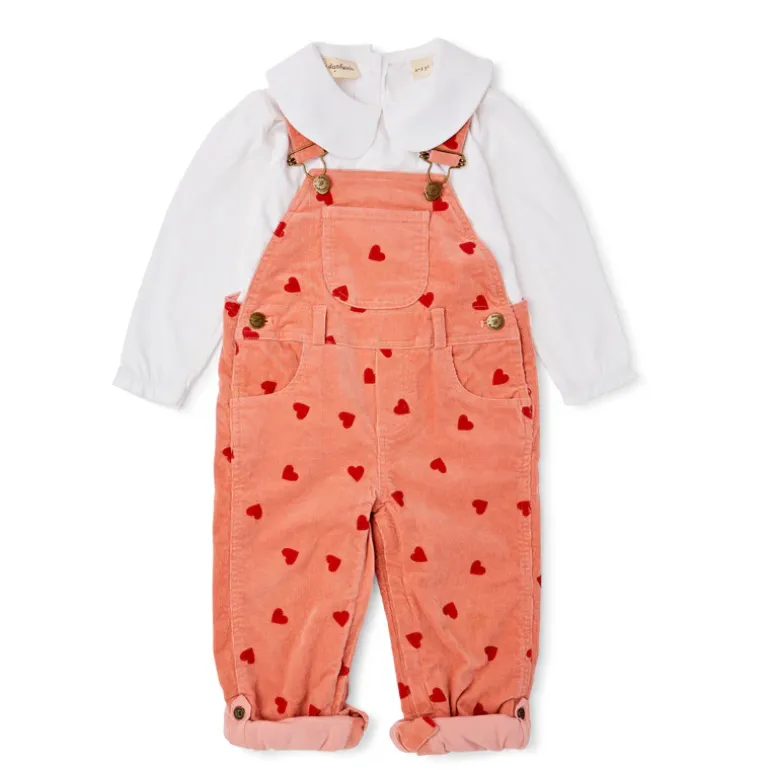 Dotty Dungarees | Corduroy Dungarees | Heart Print