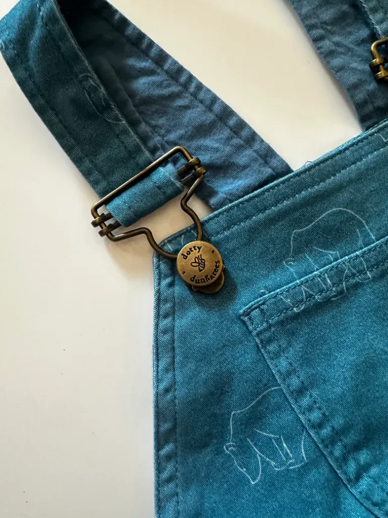 Dotty Dungarees | Nordic Bear Print Dungarees | Blue