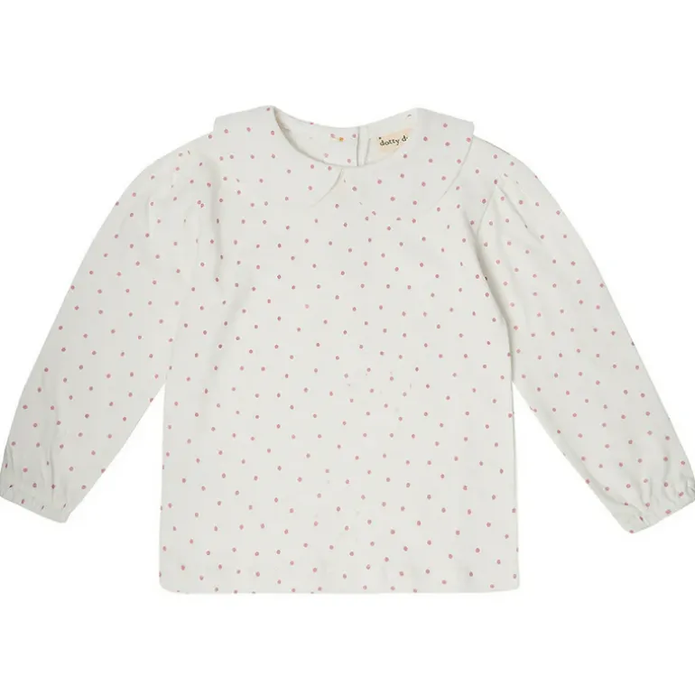 Dotty Dungarees | Peter Pan Collar top | Pink spot