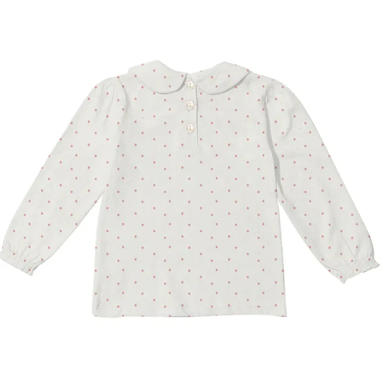Dotty Dungarees | Peter Pan Collar top | Pink spot