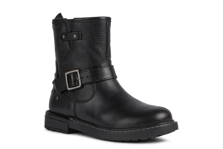 Geox Kids Boots | Eclair Biker | Black Leather