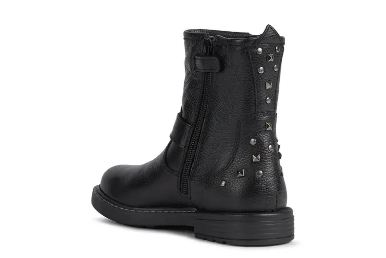 Geox Kids Boots | Eclair Biker | Black Leather