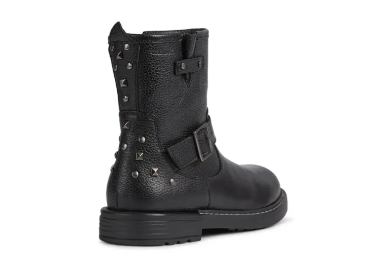 Geox Kids Boots | Eclair Biker | Black Leather