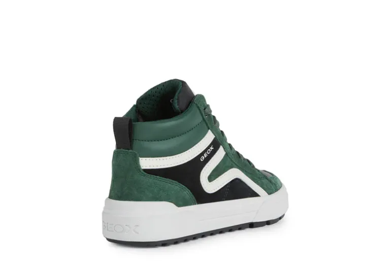 Geox Kids Trainers | Hi Top Weemble | Green & Black