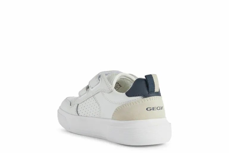Geox Kids Trainers | Nettuno Velcro | White & Navy