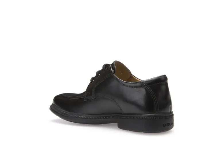 Geox School Shoes | Federico Stitch Lace Up | Black Leather