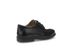 Geox School Shoes | Federico Stitch Lace Up | Black Leather