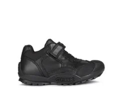 Geox School Shoes | Savage Elastic Velcro | Black Leather