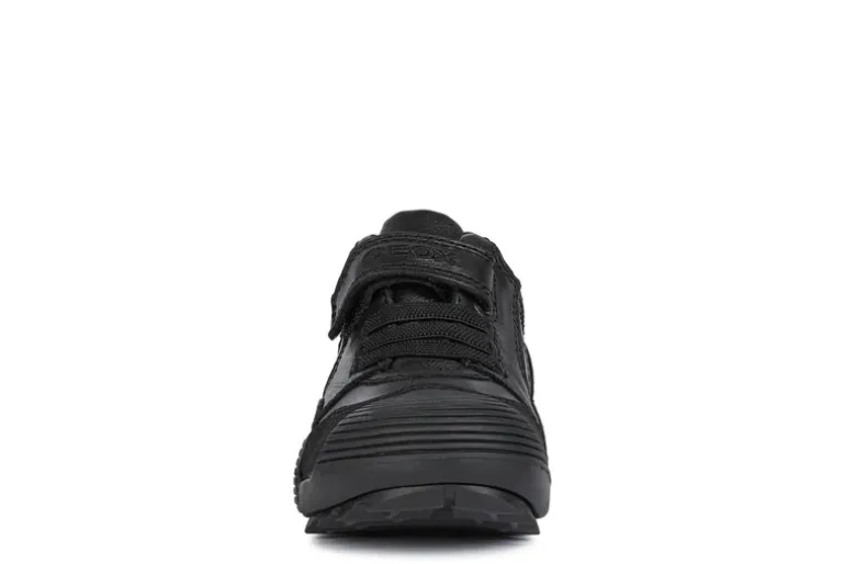 Geox School Shoes | Savage Elastic Velcro | Black Leather