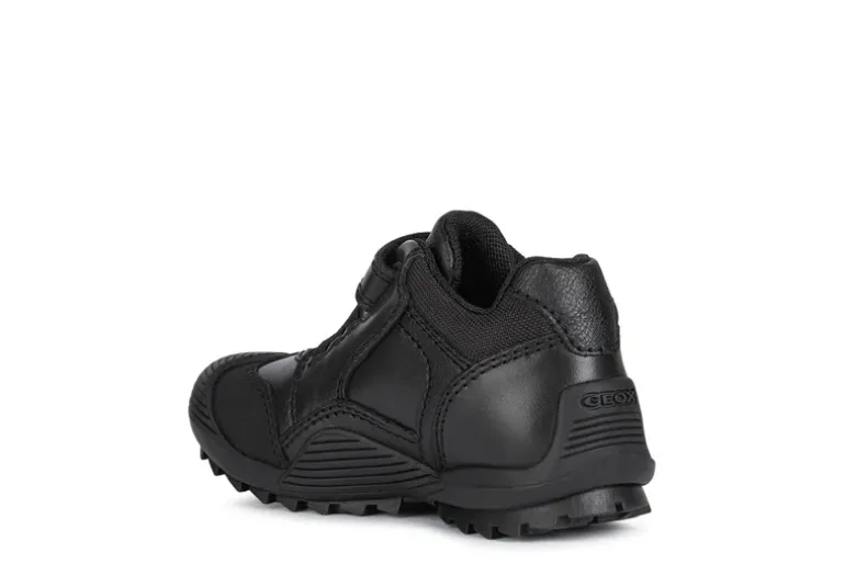 Geox School Shoes | Savage Elastic Velcro | Black Leather