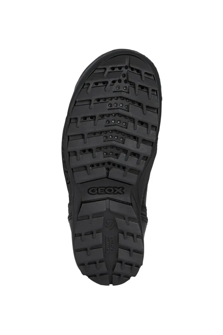 Geox School Shoes | Savage Elastic Velcro | Black Leather
