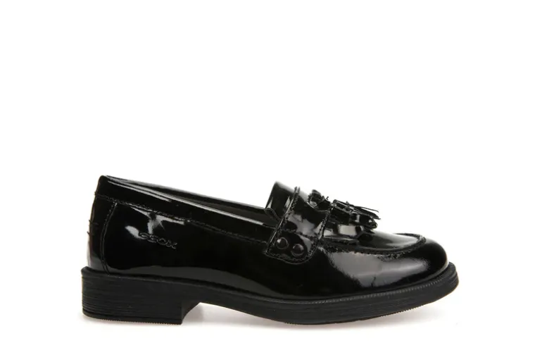 Geox School Shoes | Tassel Loafer Agata A | Black Patent