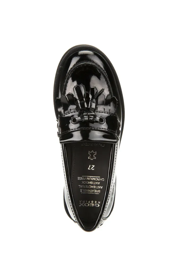 Geox School Shoes | Tassel Loafer Agata A | Black Patent