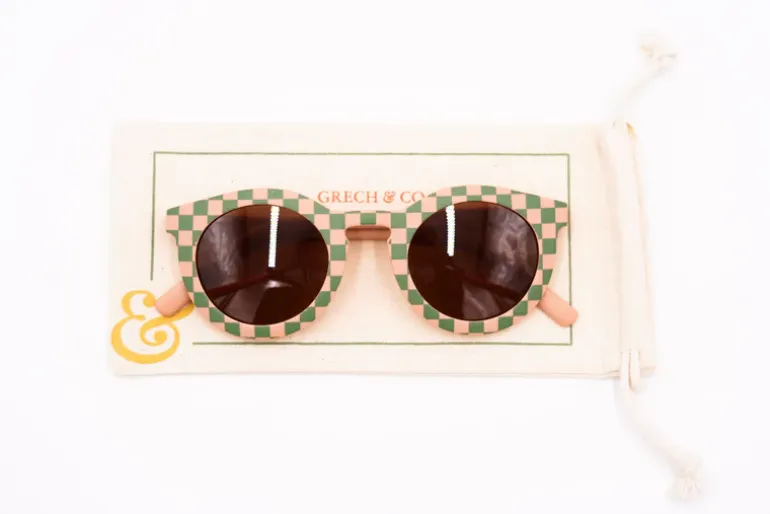 Grech & Co Sunglasses | Kids' Polarised | Pink & Green Check