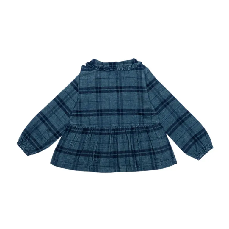 Lilly and Sid Collar Blouse | Check Navy